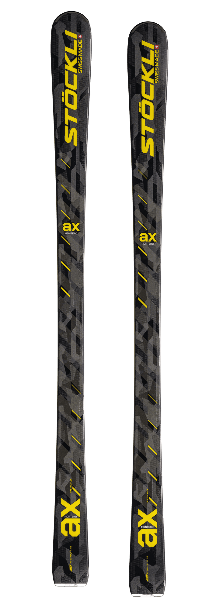 Stöckli Montero AX 板面 · 招牌 chevron 涂装